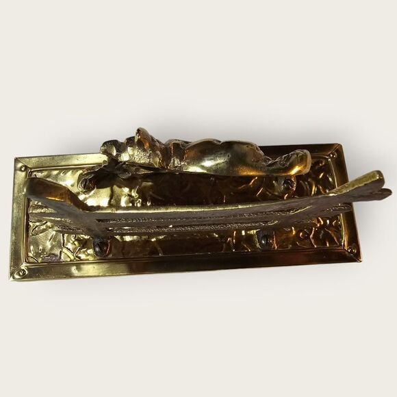 Vintage Brass Wolf Fence Desk Letter Holder - Picture 5 of 6